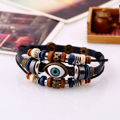 Satori Totem Tibetan Evil Eye Leather Adjustable Protection Bracelet
