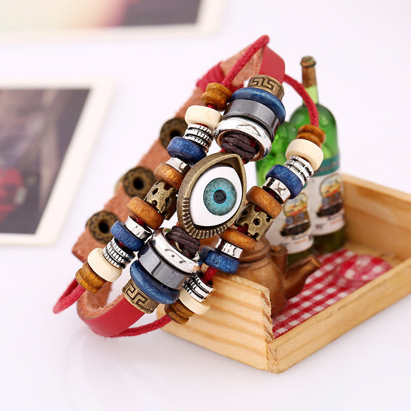 Satori Totem Tibetan Evil Eye Leather Adjustable Protection Bracelet