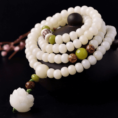 Satori Totem White Jade Bodhi Seed Mala Bead