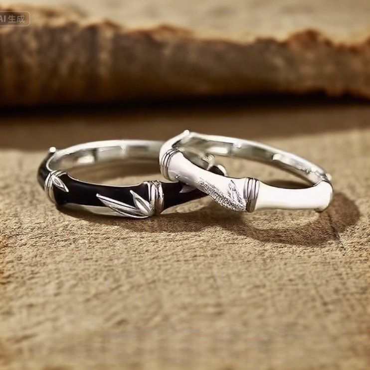 Satori Totem Ying Yang Bamboo Pattern Ring