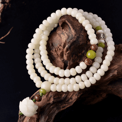 Satori Totem White Jade Bodhi Seed Mala Bead