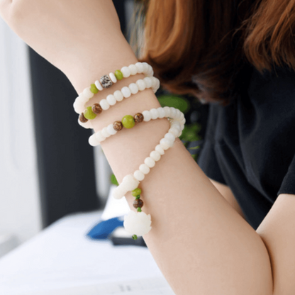 Satori Totem White Jade Bodhi Seed Mala Bead