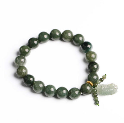Satori Totem Green Jade Tilted-Head Pixiu Bracelet