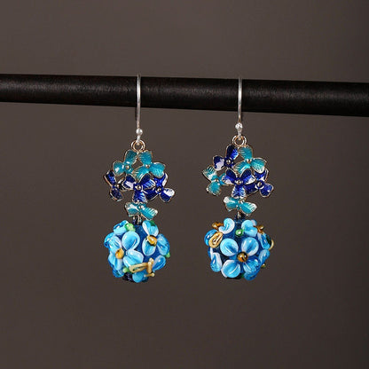 Satori Totem Cloisonne Hydrangea Earrings