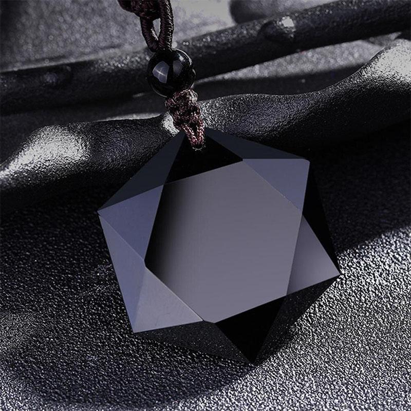 Satori Totem Obsidian Hexagram Necklace for Protection