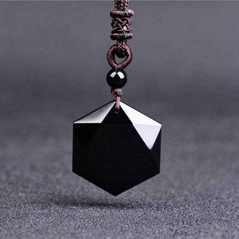 Satori Totem Obsidian Hexagram Necklace for Protection
