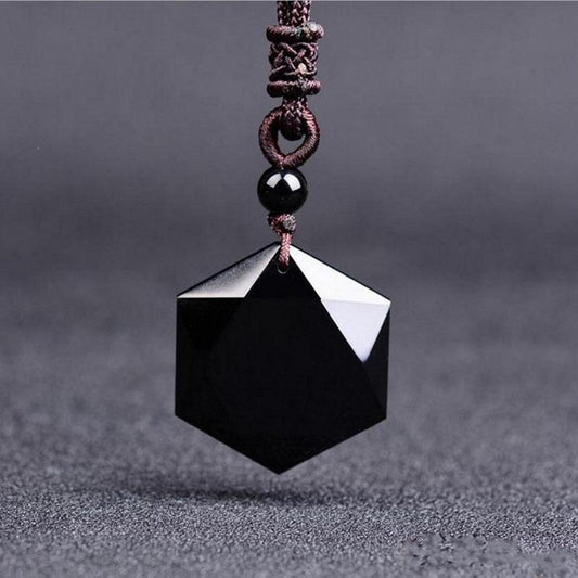 Satori Totem Obsidian Hexagram Necklace for Protection