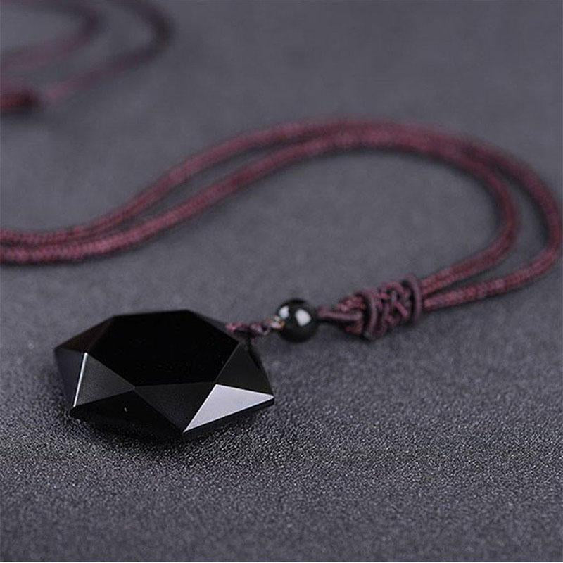 Satori Totem Obsidian Hexagram Necklace for Protection