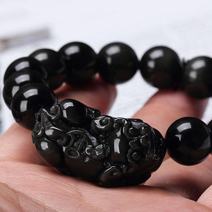Satori Totem Black Obsidian Pixiu Bracelet