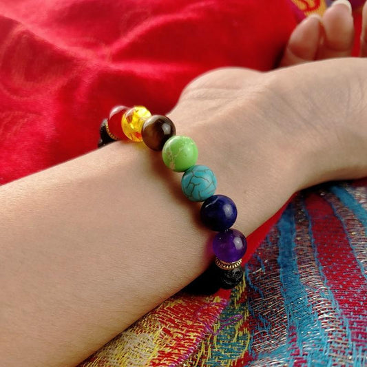 Satori Totem 7 Chakra Lava Stone Bracelet