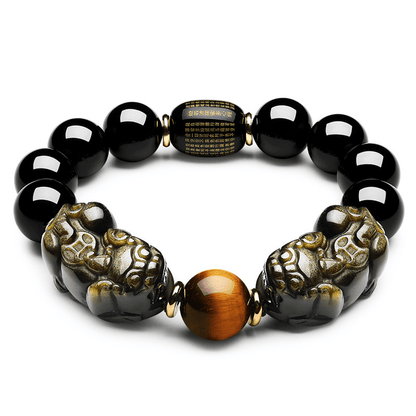 Satori Totem Natural Gold Obsidian Double Pixiu Bracelet
