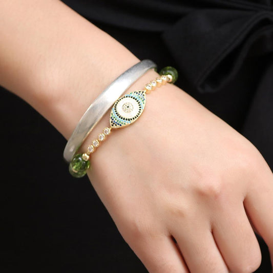 Satori Totem Natural Peridot Style Evil Eye Bracelet