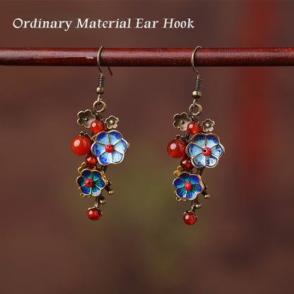 Satori Totem Cloisonne Agate Retro Lucky Flower Earrings