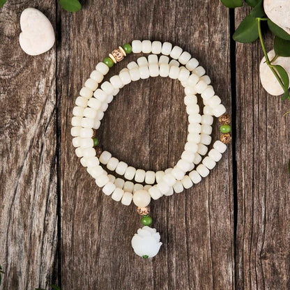 Satori Totem White Jade Bodhi Seed Mala Bead