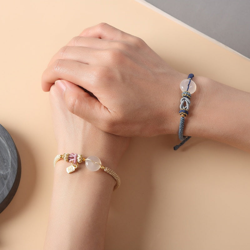 Satori Totem White Agate Fu Couple Bracelets