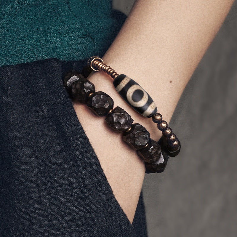 Satori Totem Ebony Dzi Tibetan Bracelet
