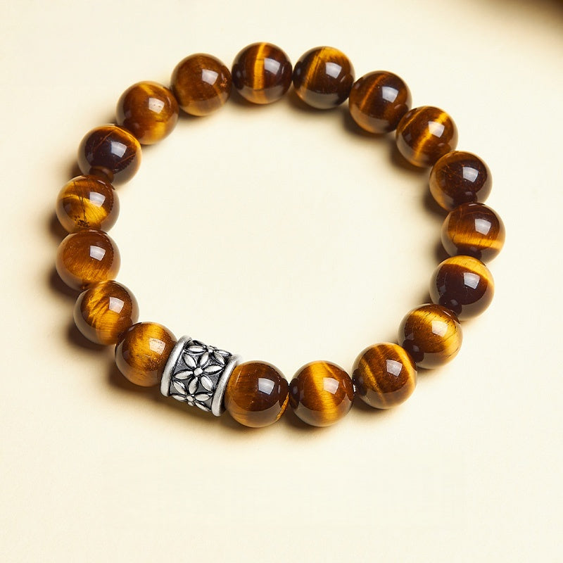 Satori Totem Sterling Silver Heronsbill Tiger's Eye Lucky Bracelet