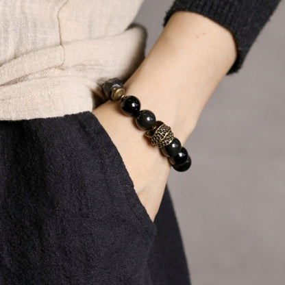 Satori Totem Ebony Obsidian Retro Wealth Bracelet