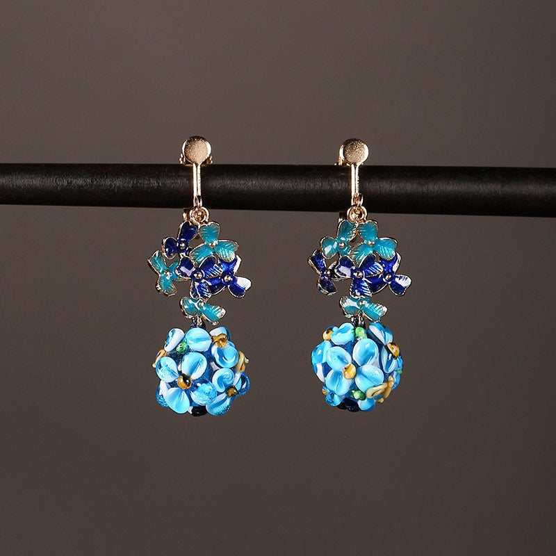Satori Totem Cloisonne Hydrangea Earrings