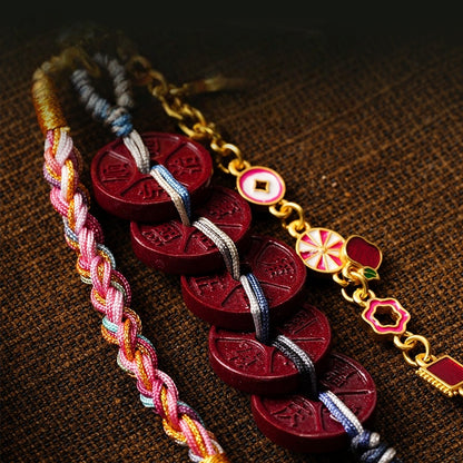 Satori Totem Purple Sandstone Five Emperor Coins Daoism Blessing Pendant