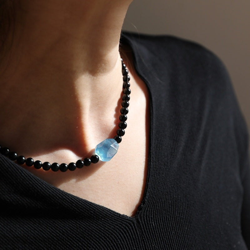 Satori Totem Obsidian Necklaces Aquamrine Pendants