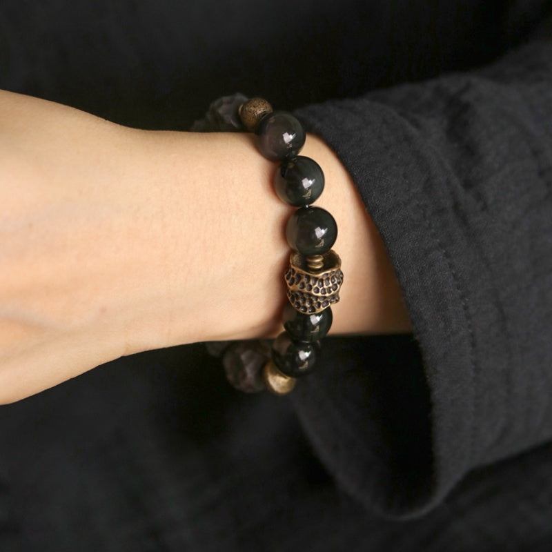 Satori Totem Ebony Obsidian Retro Wealth Bracelet