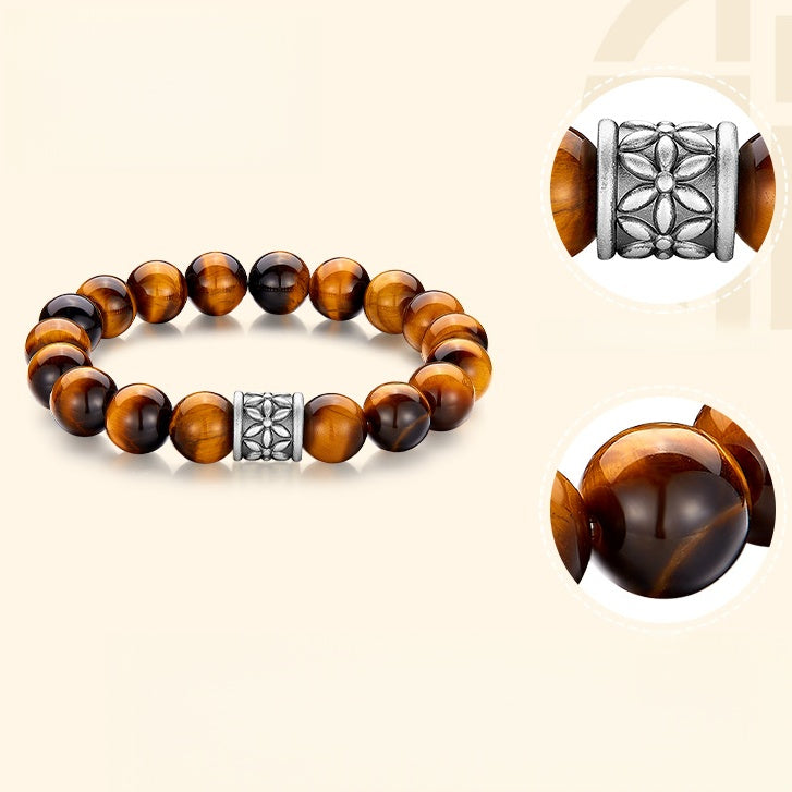Satori Totem Sterling Silver Heronsbill Tiger's Eye Lucky Bracelet