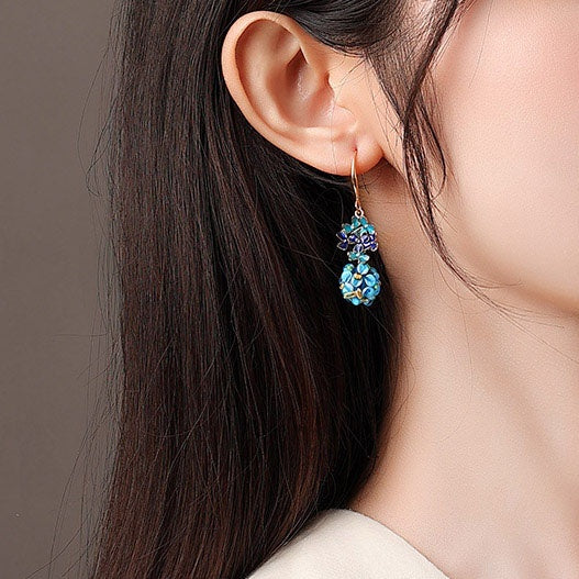 Satori Totem Cloisonne Hydrangea Earrings