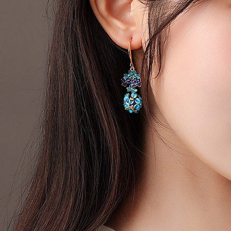 Satori Totem Cloisonne Hydrangea Earrings