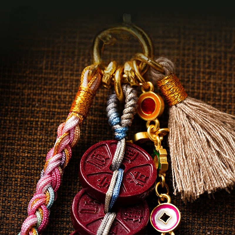 Satori Totem Purple Sandstone Five Emperor Coins Daoism Blessing Pendant