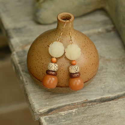 Satori Totem Bodhi Root Star-Moon Bodhi Lotus Wenge Earrings