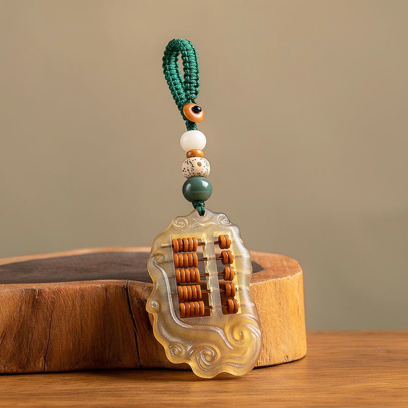 Satori Totem Natural Ram's Horn Abacus Wealth Keychain