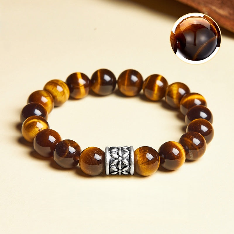 Satori Totem Sterling Silver Heronsbill Tiger's Eye Lucky Bracelet