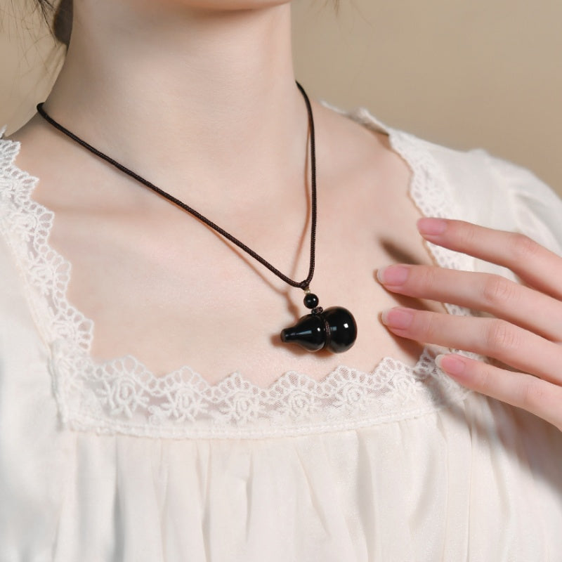 Satori Totem Obsidian Gourd Protection Pendant